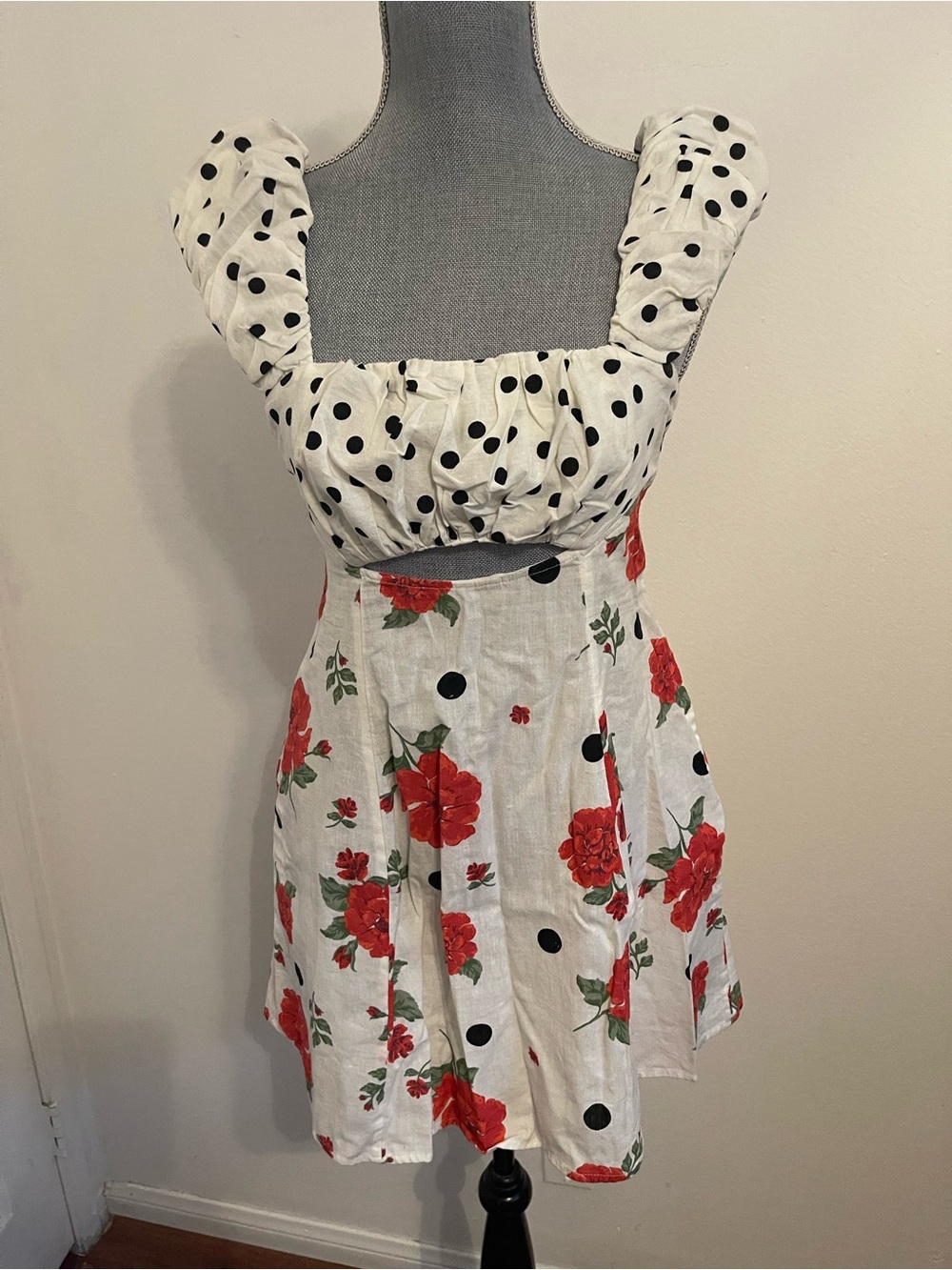 Free People Orange & Red Smocked Detail Top. Size Small